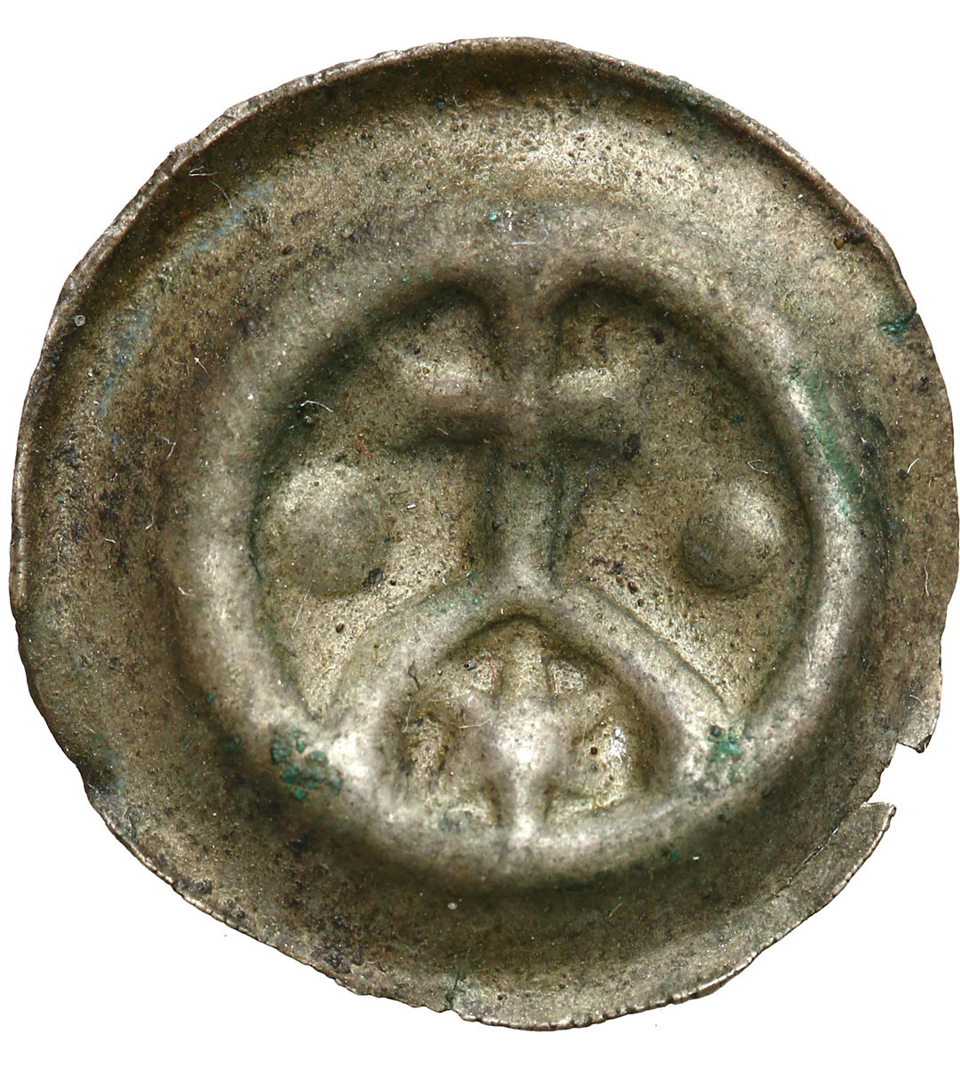 Wielkopolska. Brakteat guziczkowy 1277-1288 - Krzyż na krokwi